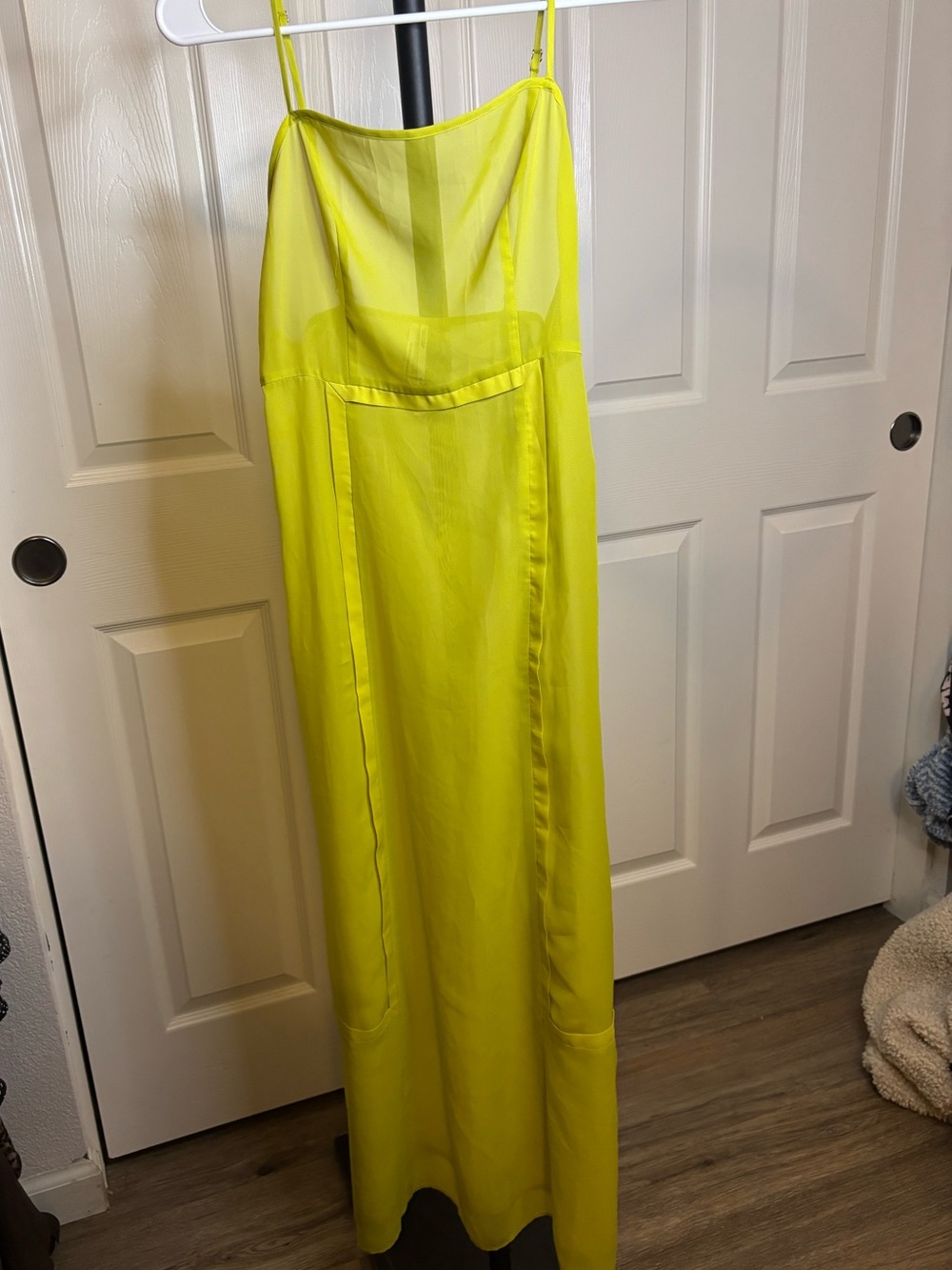 Anthropologie Bright Neon Yellow Slip Maxi Dress - Picture 4 of 9